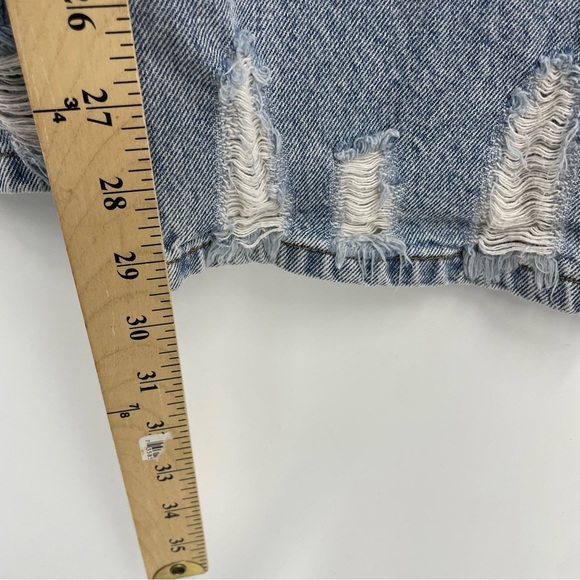Signature 8 high waist distressed straight jeans Sz M knee holes 28x29 - Picture 9 of 11